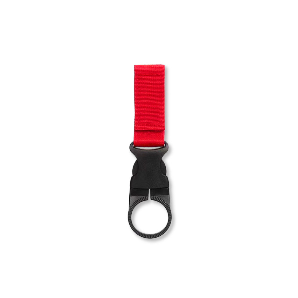 Gurtband-Schnalle mit Flaschenhalter – griffbereit und platzsparend