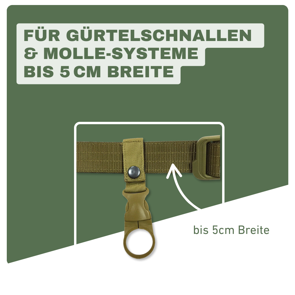 Gurtband-Schnalle mit Flaschenhalter – griffbereit und platzsparend