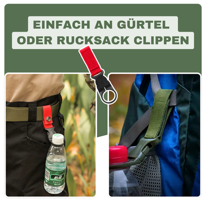 Gurtband-Schnalle mit Flaschenhalter – griffbereit und platzsparend