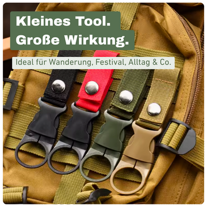 Gurtband-Schnalle mit Flaschenhalter – griffbereit und platzsparend