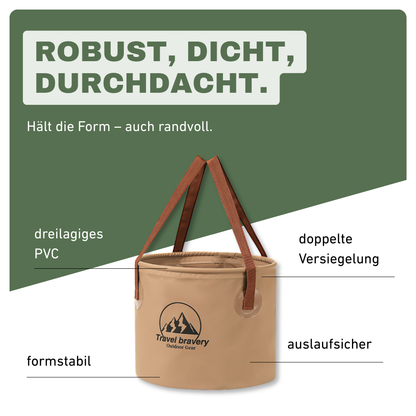 Faltbarer Outdoor-Wassereimer – Stabil, platzsparend, immer einsatzbereit.